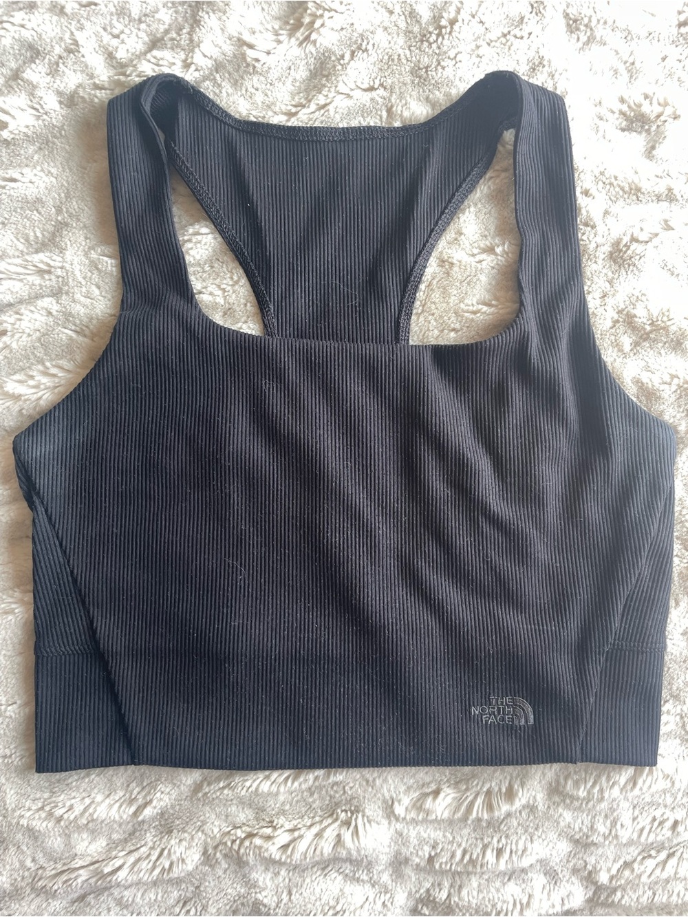 The North Face Sz Large Black Ribbed Racerback Sports Bra Top